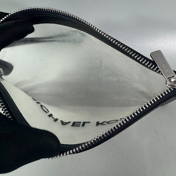 Michael Kors Outlet Jet Set Travel Large Clear Vinyl Wristlet in Black - Picture 10 of 15